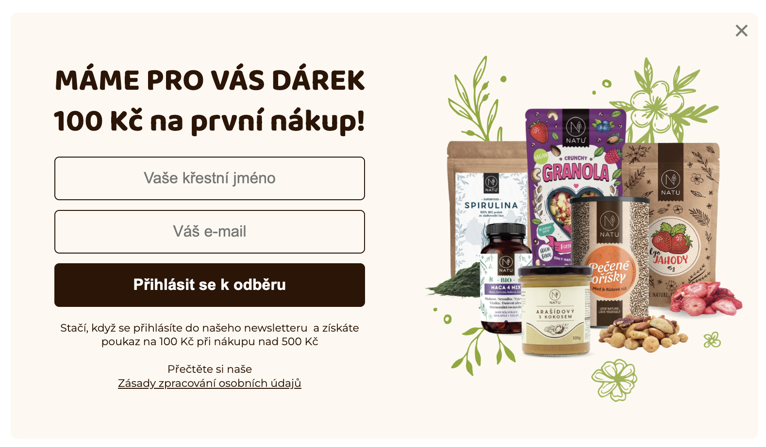 Ukázka popup okno Natu.cz